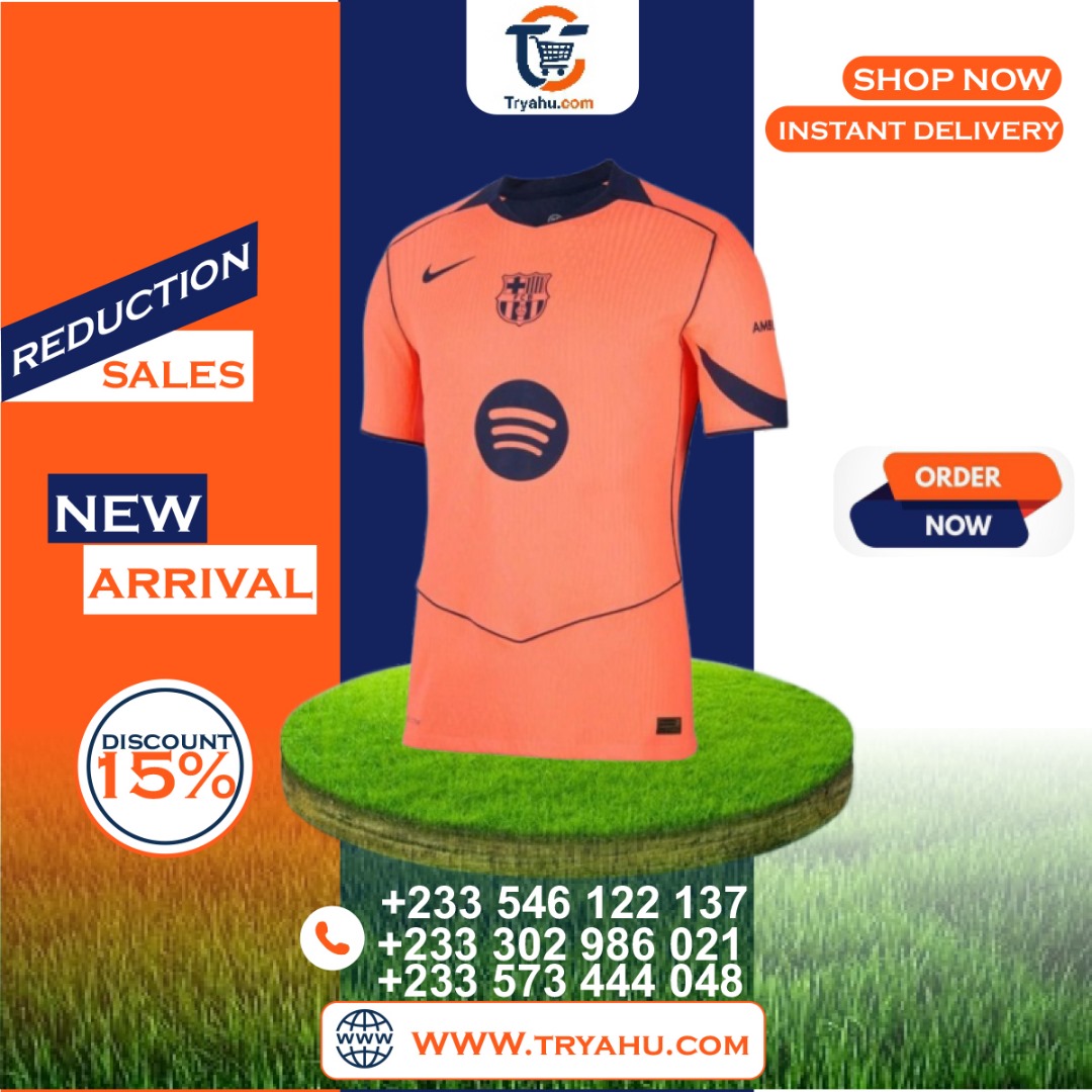 FC Barcelona 2025 2026 Stadium Third Jersey Official Football Shirt | Tryahu Sports Ghana